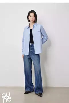 TOYOUTH-Blusa para mujer, camisa de otoño 2024, nueva pintura al óleo multicolor, cuello vuelto, camisa bordada de manga larga, Tops blancos en internet