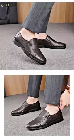 Zapatos de cuero genuino, mocasines para Hombre, zapatos de cuero informales de negocios, mocasines suaves clásicos, zapatos planos transpirables para Hombre - tienda en línea