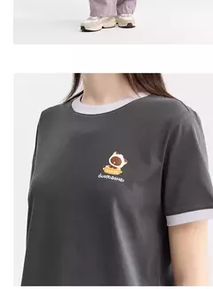 Semir Luo-camiseta negra pequeña de manga corta para mujer, blusa bonita con estampado juguetón, jersey de cuello redondo de dibujos animados, novedad de verano 2024 en internet