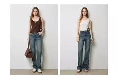 TOYOUTH-pantalones vaqueros de mezclilla para mujer, Vaqueros largos de cintura alta con forma de pera lavada a la piedra, novedad de otoño, 2024 - comprar en línea