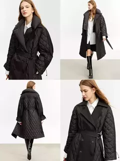 AMII minimalista 2023 abrigos de invierno para mujer, chaquetas femeninas desmontables con cuello largo y cálido Simple y doble botonadura 12324016 - Eleganzie