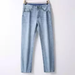 2025 marca Top estilo clásico hombres Primavera Verano Jeans negocios Casual azul claro estiramiento algodón Denim pantalones masculinos