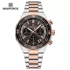 Reloj de moda NAVIFORCE para hombre, relojes de pulsera de cuarzo clásicos resistentes al agua de acero inoxidable de lujo de alta calidad, reloj de cara grande para hombre - Eleganzie