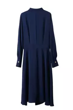 AMII minimalista 2024 otoño mujer solapa nueva camisa suelta falda viajero botón geométrico oblicuo falso vestido de dos piezas 12443194 - online store