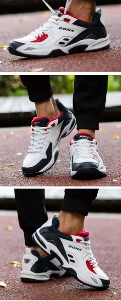 Imagen de BONA, nuevo estilo Popular, zapatillas de tenis para hombre, zapatillas para correr al aire libre, zapatillas deportivas con cordones para hombre, cómodas, ligeras y suaves