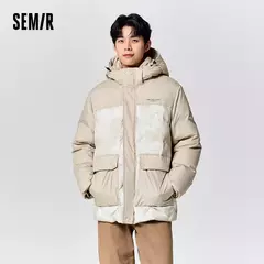 Semir-Chaqueta de plumón de longitud media para hombre, abrigo suelto con capucha, ropa de trabajo al aire libre, abrigo estampado de estilo, Invierno - Eleganzie