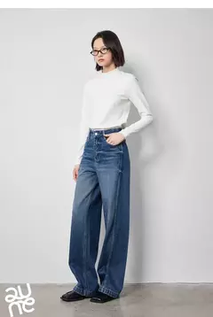 TOYOUTH-pantalones vaqueros de pierna ancha para mujer, Vaqueros largos de tiro alto con abertura, diseño perezoso, Otoño, 2024 en internet