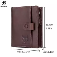 Cartera BULLCAPTAIN RFID para hombre, monedero de cuero para hombre, cartera con cremallera, tarjetero, monedero, tarjetero en internet