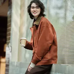 Semir-abrigo de longitud media para mujer, chaqueta holgada con cuello de PANA con bloqueo de Color, estilo Retro, bordado, a la moda, novedad de otoño, 2024 - tienda en línea