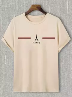 Camiseta de manga corta con cuello redondo para hombre, 100% algodón, talla grande, cómoda, con estampado de letras PARIS, ajustada, informal, deportiva - buy online