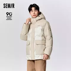 Semir-Chaqueta de plumón de longitud media para hombre, abrigo suelto con capucha, ropa de trabajo al aire libre, abrigo estampado de estilo, Invierno