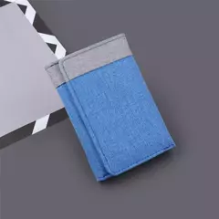 Cartera de lona para hombre, tarjeteros de identificación/foto, tarjetero negro/azul/gris, funda tipo billetera con 8 ranuras, monedero masculino con cerrojo, Mini billetera triple para hombre - comprar en línea