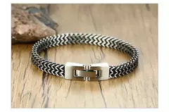 Vnox-Pulseras de cadena de doble curva oxidada para hombre, acero inoxidable, Punk, antiguo, Cubic Foxtail, Vintage en internet