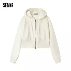Semir-Chaqueta corta con capucha para mujer, abrigo holgado con bordado elegante, flor de ciruelo, novedad de otoño, 2024 - tienda en línea