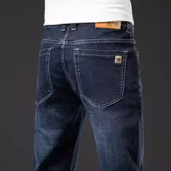 Pantalones vaqueros rectos holgados de talla grande 40 42 44 46 para hombre, pantalones elásticos informales de negocios, pantalones vaqueros azules clásicos para hombre - Eleganzie