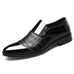 Zapatos de cuero formales de negocios informales para hombres de gran tamaño, zapatos de punta estrecha para hombres, zapatos casuales perezosos sin cordones para hombres - comprar en línea