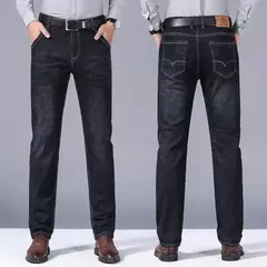 Image of Nueva ropa de trabajo clásica para hombre, pantalones vaqueros de negocios de alta calidad, pantalones vaqueros elásticos rectos informales a la moda, ropa de marca masculina