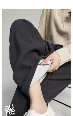 TOYOUTH-pantalones informales gruesos para mujer, pantalón largo de felpa de cintura alta, recto, pierna ancha, para oficina, invierno, 2024 en internet
