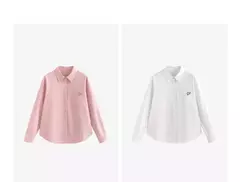 TOYOUTH-Blusa para mujer, camisa de otoño 2024, nueva pintura al óleo multicolor, cuello vuelto, camisa bordada de manga larga, Tops blancos - tienda en línea