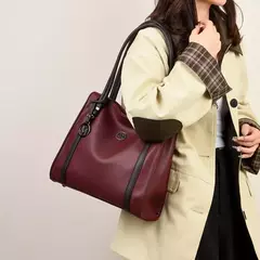 Bolsos de lujo de cuero suave para mujer, bolsos de hombro de diseñador, bolsos con asa superior de gran capacidad, bolso de compras, bolso principal - Eleganzie