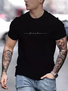 Camiseta de manga corta con cuello redondo y estampado de Gráphas de libertad 100% algodón de talla grande de verano para hombre