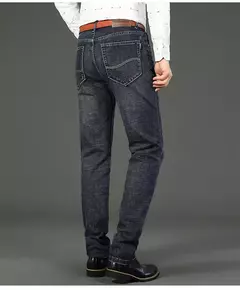 Pantalones vaqueros clásicos de moda de negocios para hombre, pantalones vaqueros informales rectos elásticos azules y negros para trabajo, ropa de marca para hombre - Eleganzie