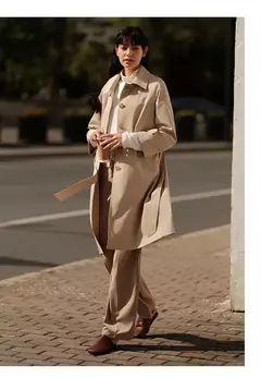 Semir-gabardina de cintura larga para mujer, abrigo holgado de manga raglán con solapa y Triple protección, color caqui, novedad de primavera, 2024
