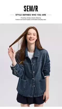 Semir chaqueta vaquera para mujer, Top con solapa y hombros caídos, informal y elegante, nueva chaqueta holgada de primavera 2025, moda de Instagram on internet