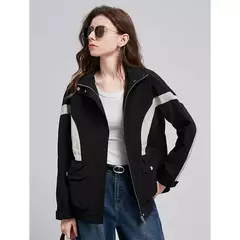 TOYOUTH chaqueta de mujer abrigo 2025 primavera nuevo contraste empalme cremallera cáqui cárdigan rompevientos abrigo - Eleganzie