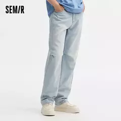 Semir-pantalones vaqueros de Estilo Vintage para hombre, pantalón de paracaidista de pierna recta, holgado, a la moda, novedad de verano, 2024