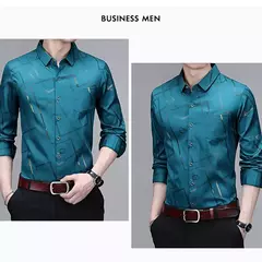 Camisa estampada de manga larga informal y de moda para hombre, top de negocios sin planchar y resistente a las arrugas - online store