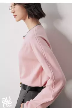 TOYOUTH-suéter de punto para mujer, cárdigan de manga larga con botones y cuello redondo, Color contrastante, novedad de otoño, 2024 - Eleganzie