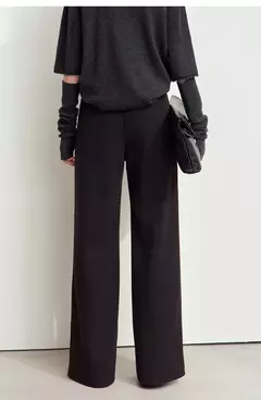 AMII-pantalones minimalistas de punto en espiga para mujer, pantalón de pierna ancha de cintura alta, informal, para ir al trabajo, invierno, 2024 12444064 on internet