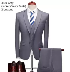 Trajes para boda para hombre, conjunto elegante de 3 piezas, 2 chaquetas, chaleco, pantalones, Blazers de lujo, traje Formal, moda clásica, traje completo 2025 on internet