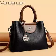 VANDERWAH, bolsos de diseño de 3 capas para mujer, bolsos de hombro tipo bandolera de diseñador de lujo, bolso de mano informal de cuero PU de alta calidad para mujer