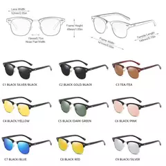 Gafas de sol polarizadas clásicas de medio marco para hombres y mujeres, gafas de sol pequeñas con remaches Retro, gafas de sol populares negras antideslumbrantes para viajar - Eleganzie