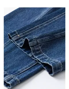 TOYOUTH-pantalones vaqueros de pierna ancha para mujer, Vaqueros largos de tiro alto con abertura, diseño perezoso, Otoño, 2024 - tienda en línea