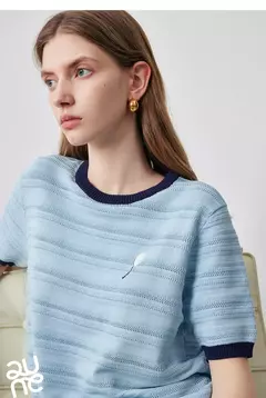 TOYOUTH-prendas de punto para mujer, Tops ahuecados con cuello redondo y contraste de Color, novedad de verano 2024 - tienda en línea