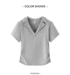 Semir Polo camisa mujer chaqueta recortada cuello 2025 nuevo verano bordado sensación fresca Top ajustado adelgazante para trajes elegantes