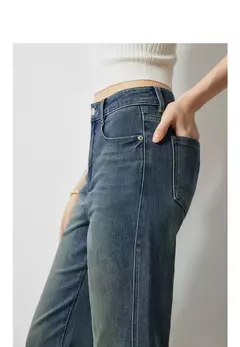TOYOUTH-pantalones vaqueros de mezclilla para mujer, Vaqueros largos de cintura alta con forma de pera lavada a la piedra, novedad de otoño, 2024 - Eleganzie
