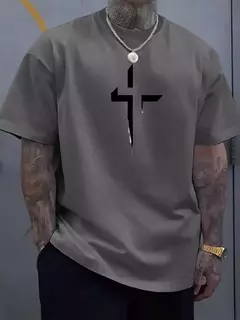 Camiseta de manga corta con cuello redondo para hombre, 100% de algodón puro, informal, holgada, de talla grande, con estampado creativo cruzado, deportiva, cómoda, de verano - buy online
