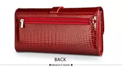 Bolsos de mano de cuero genuino para mujer a la moda Carteras de diseño de lujo Monederos largos brillantes 2022 Bolso de mano elegante para mujer - Eleganzie