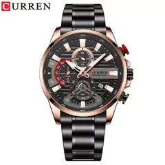 Imagen de Relojes de pulsera CURREN deportivos informales de cuarzo con cronógrafo, reloj de acero inoxidable a la moda para hombre, reloj con fecha automática para hombre
