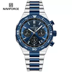 Reloj de moda NAVIFORCE para hombre, relojes de pulsera de cuarzo clásicos resistentes al agua de acero inoxidable de lujo de alta calidad, reloj de cara grande para hombre en internet