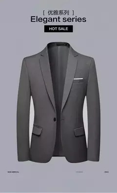 Blazer de moda para hombre, traje Formal profesional ajustado de Caballero de boda, informal de negocios, Color sólido, estilo británico - Eleganzie