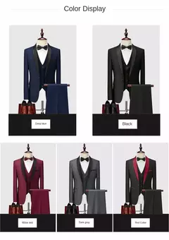 Traje de hombre de alta calidad, conjunto de 3 piezas, Blazers elegantes para boda, chaqueta de lujo con cuello de lazo, pantalones, chaleco, abrigo clásico Formal, disfraz 2024 on internet