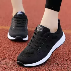 Zapatillas transpirables para correr para mujer, zapatillas deportivas ligeras antideslizantes para mujer, zapatillas suaves para exteriores con cordones, tenis de moda