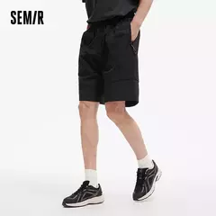 Semir-pantalones cortos informales con paneles para hombre, novedad de verano, cintura elástica, corte holgado, estilo al aire libre, 2025