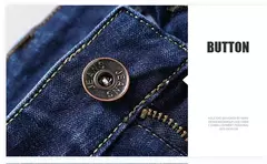 Pantalones elásticos informales de negocios para hombre, pantalón vaquero azul clásico, Vaqueros rectos holgados, talla grande 40 42 44 46 2025 - buy online