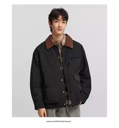 Image of Chaqueta Semir para hombre, ropa de trabajo con solapa de pana de retales, prendas de vestir exteriores, Top Vintage de moda, primavera 2025